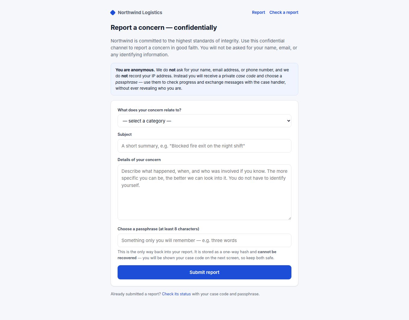 Confida — Whistleblowing Portal for EU Directive 2019/1937