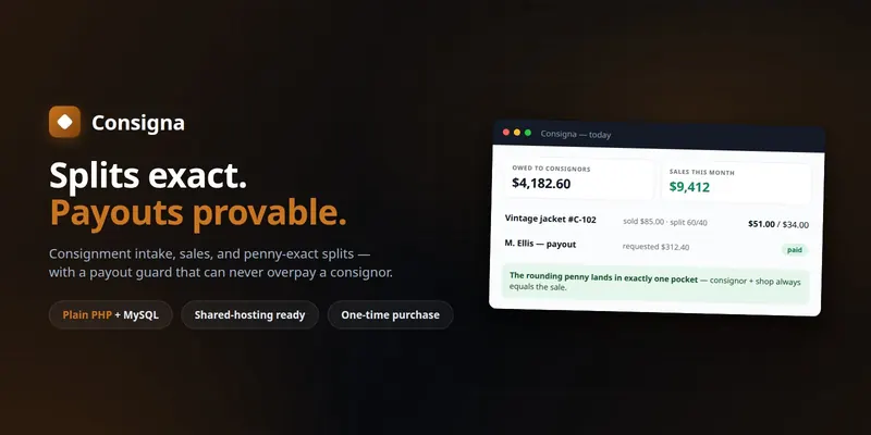 Consigna — Self-Hosted Consignment & Resale-Shop Manager preview