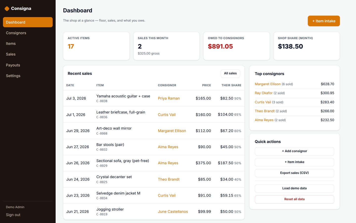 Consigna — Self-Hosted Consignment & Resale-Shop Manager