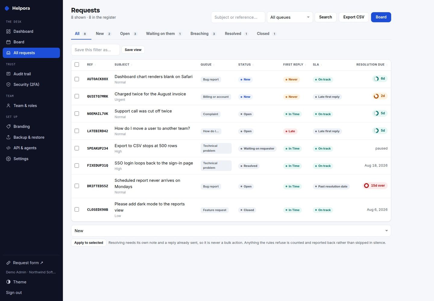 Helpora — Self-Hosted Request Desk: First Response, Working Hours, Settlement screenshot 4