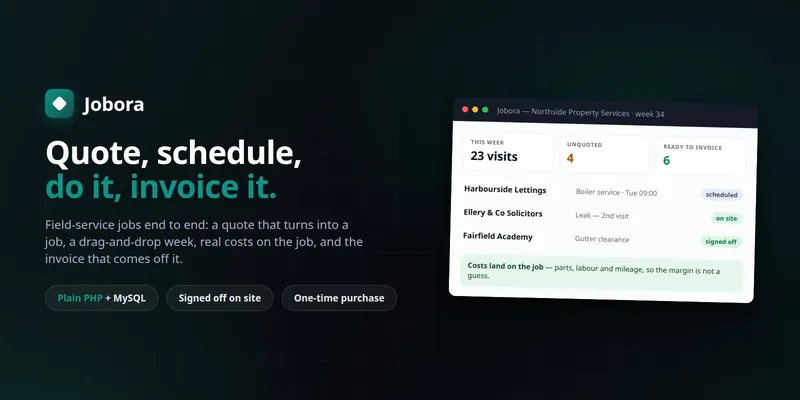 Jobora — Self-Hosted Job Management: Quotes, Scheduling, Job Costing preview