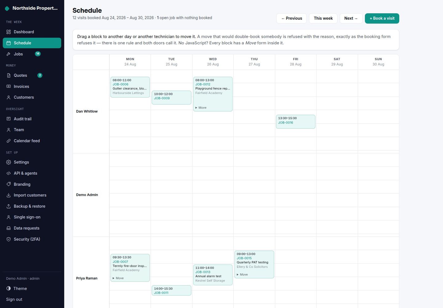 Jobora — Self-Hosted Job Management: Quotes, Scheduling, Job Costing screenshot 3