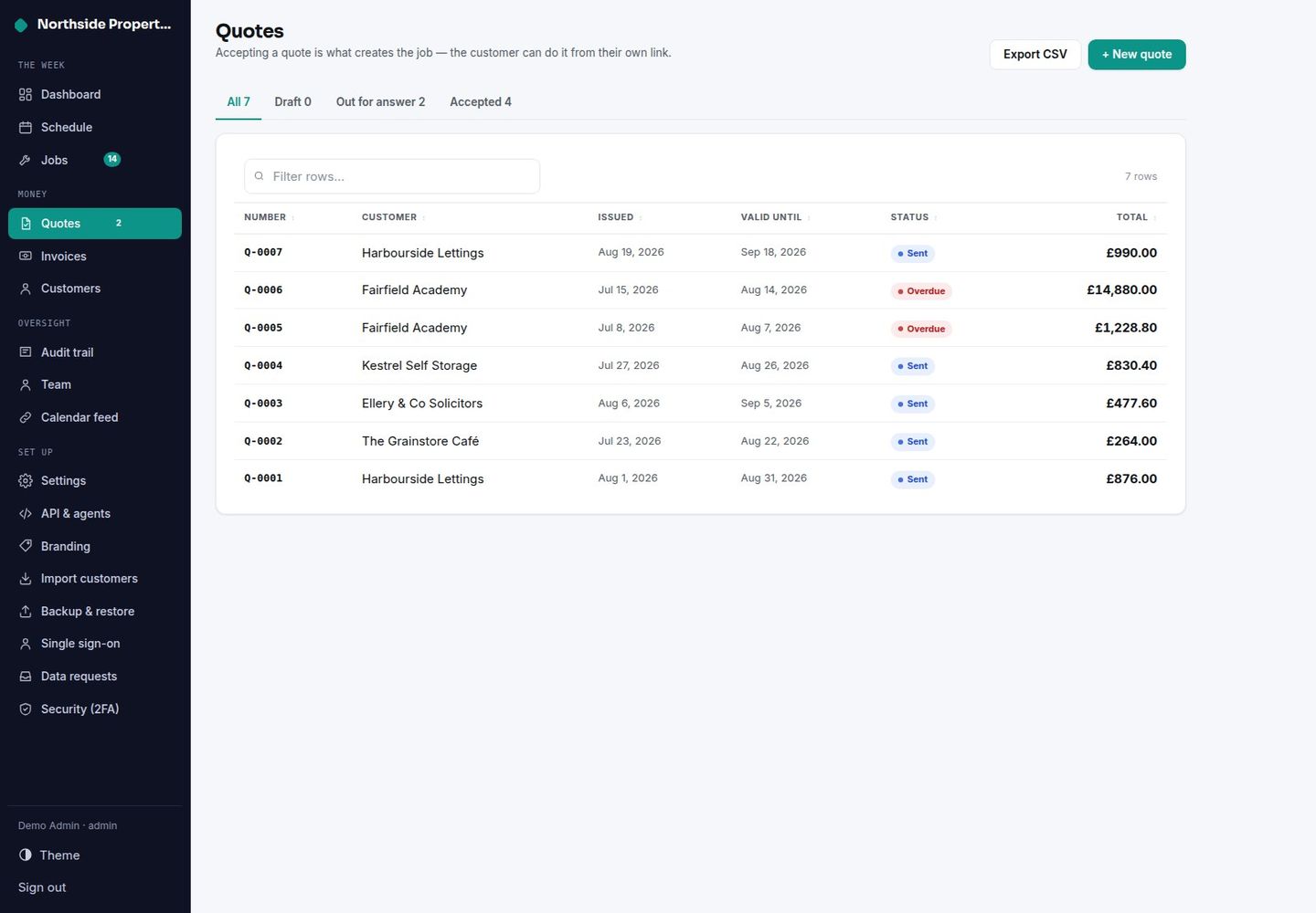 Jobora — Self-Hosted Job Management: Quotes, Scheduling, Job Costing screenshot 5