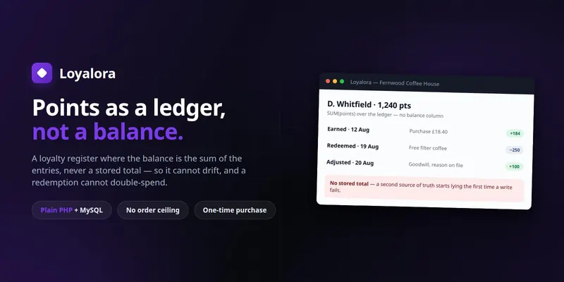 Loyalora — Self-Hosted Loyalty & Rewards Register: Points, Rewards, Redemptions preview