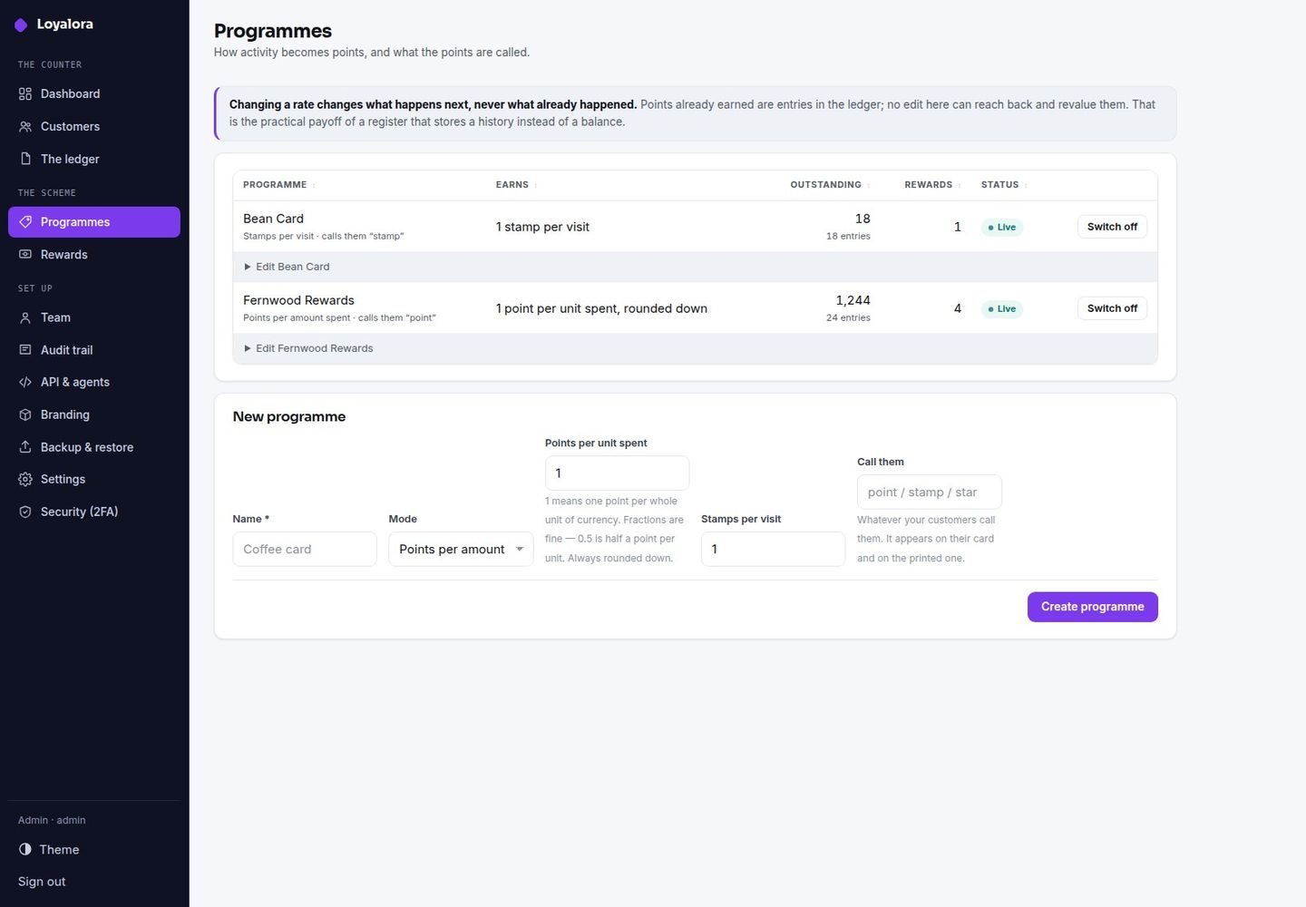 Loyalora — Self-Hosted Loyalty & Rewards Register: Points, Rewards, Redemptions screenshot 5