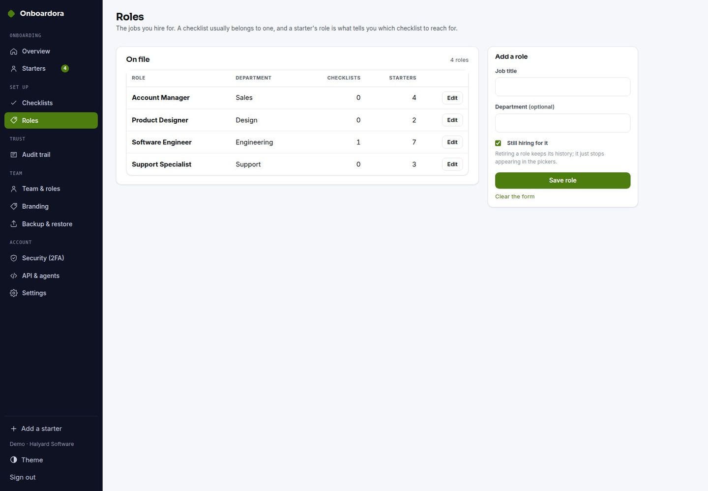 Onboardora — Self-Hosted Employee Onboarding: Checklists, Owners, Derived Dates screenshot 5