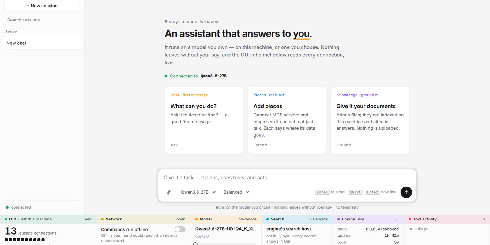 Own Your AI (OYA) — a sovereign AI assistant and agent that runs on your machine preview banner