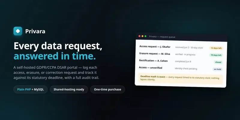 Privara — Self-Hosted GDPR DSAR Management Portal preview