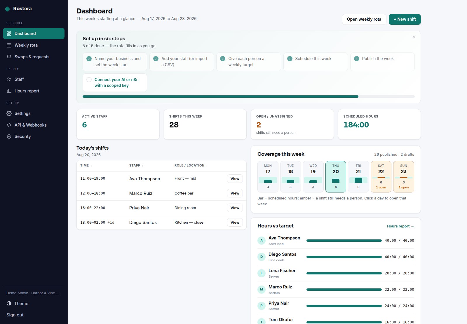 Rostera — Staff Shift Scheduler & Rota