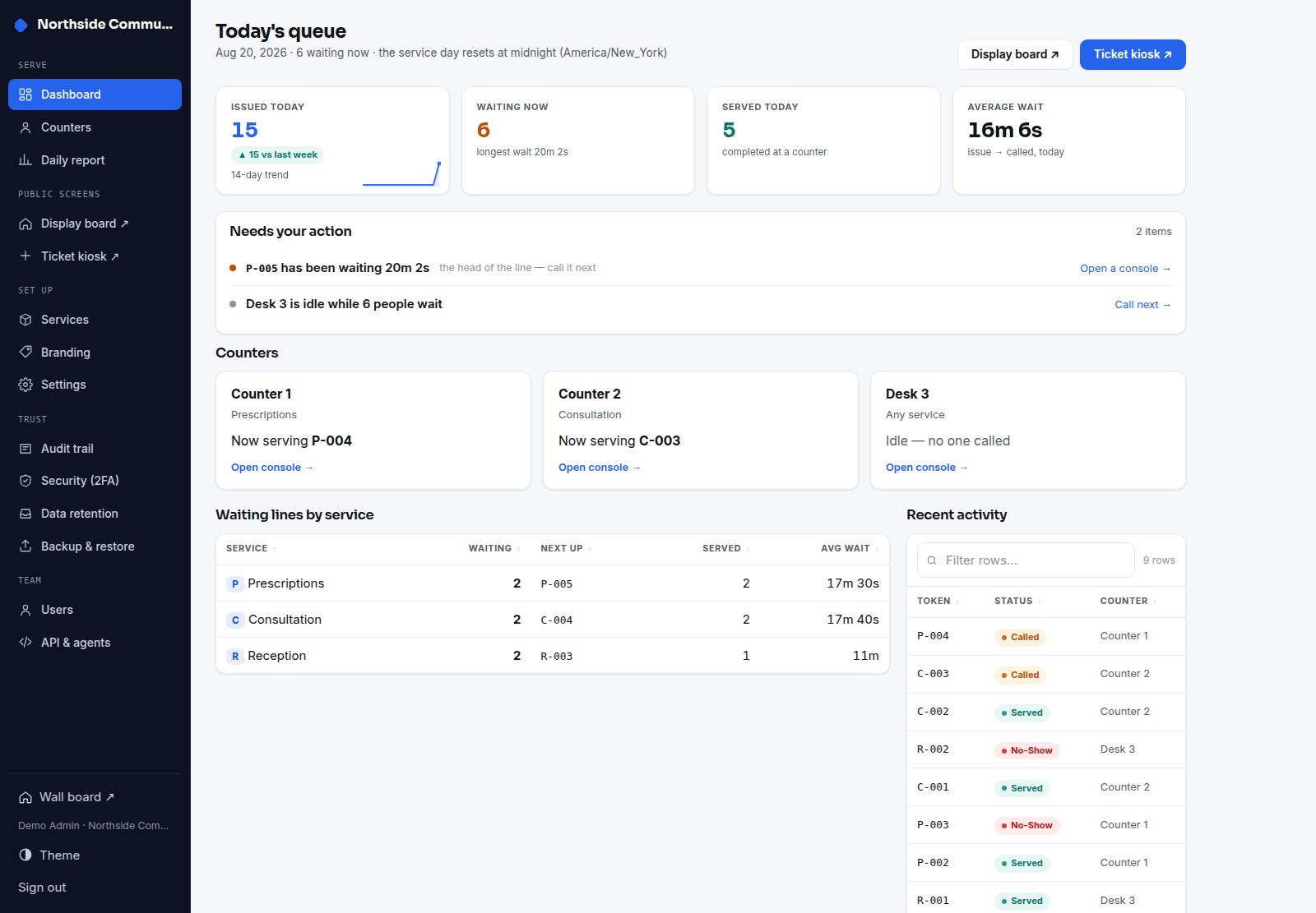 Tokora — Queue & Token Display System