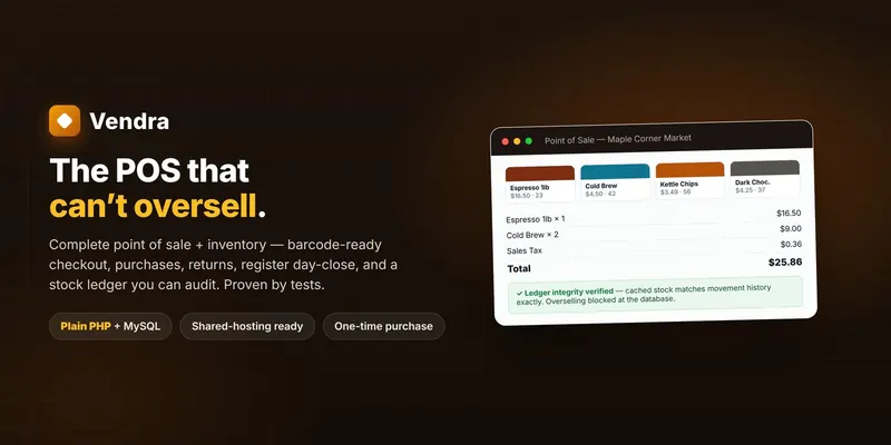 Vendra — POS & Inventory System (PHP + MySQL, Self-Hosted) preview
