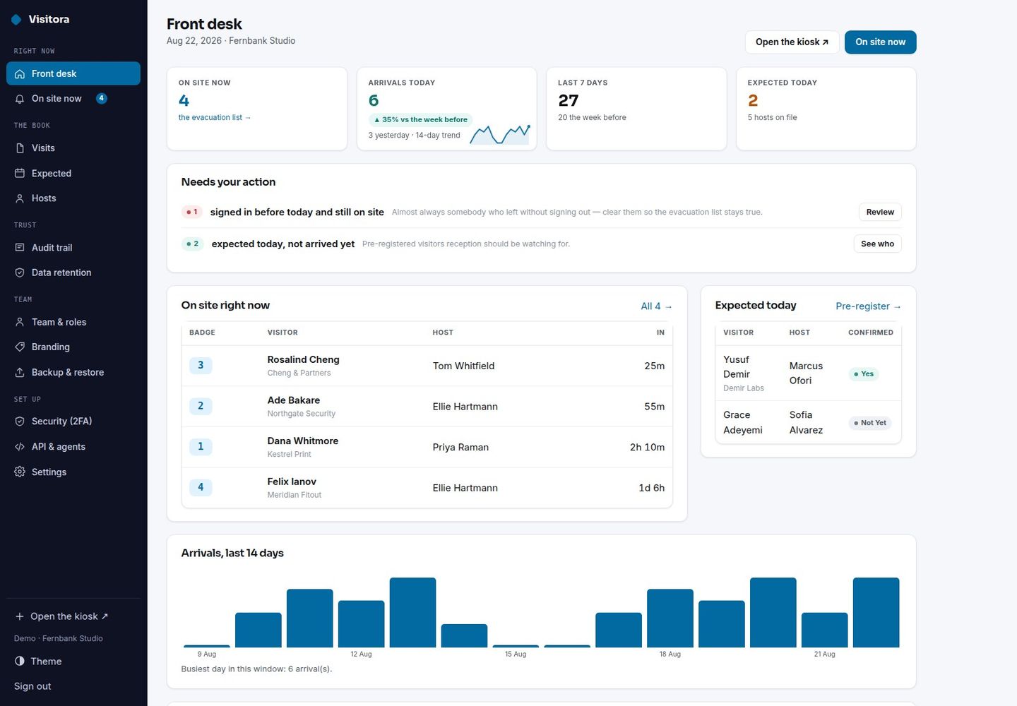 Visitora — Self-Hosted Visitor Sign-In & Evacuation List screenshot 2