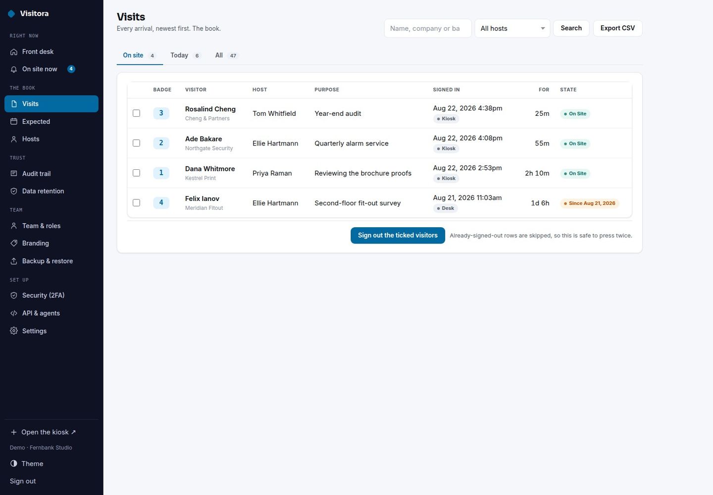 Visitora — Self-Hosted Visitor Sign-In & Evacuation List screenshot 4