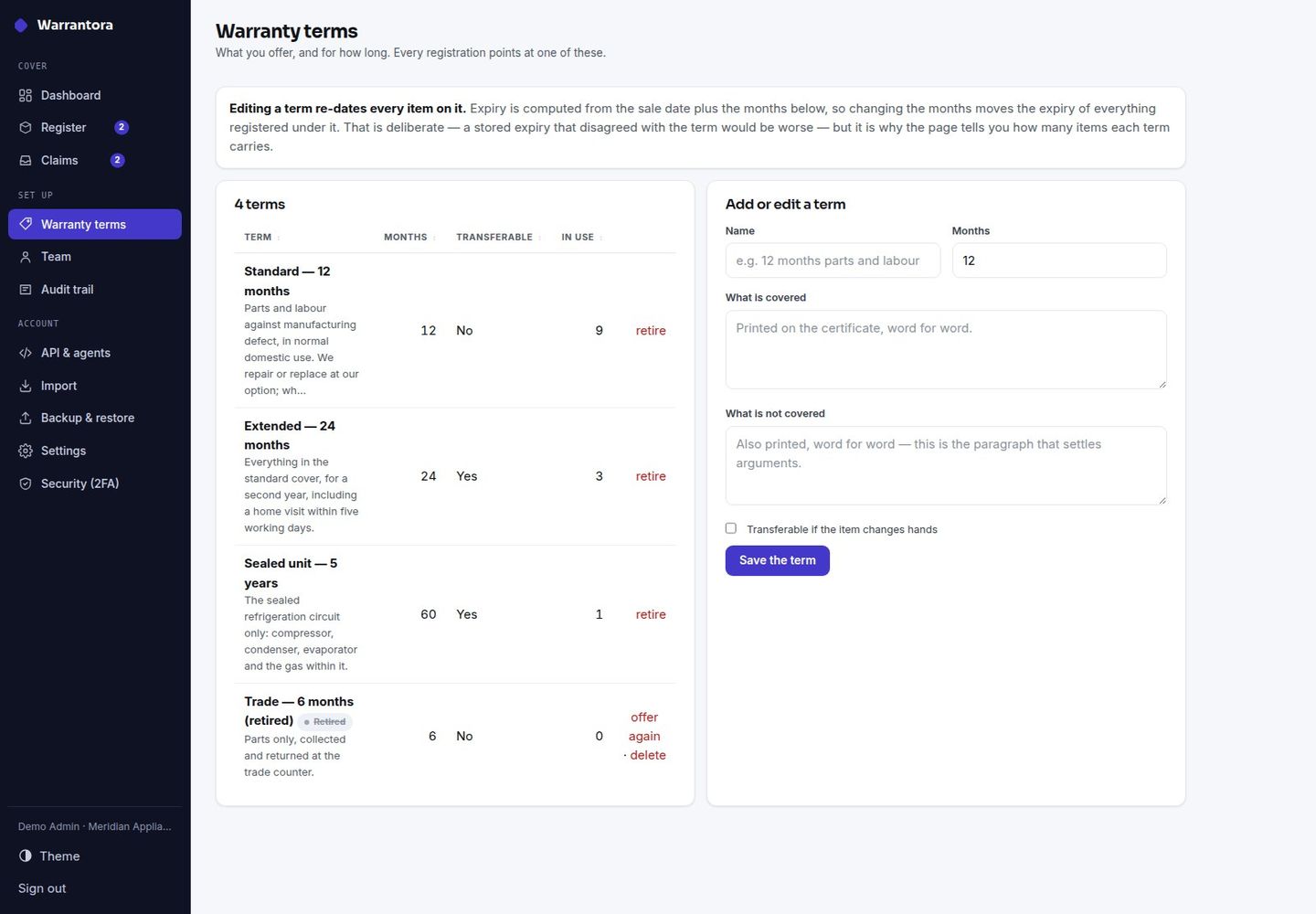 Warrantora — Self-Hosted Warranty & RMA Register: Expiry and Claims screenshot 5
